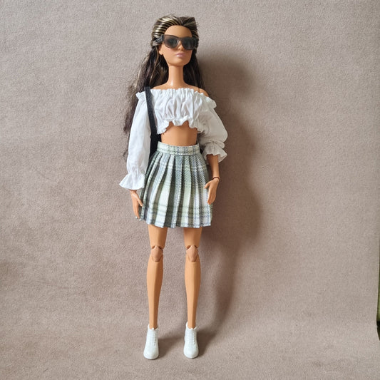 Barbie with white croptop and skirt