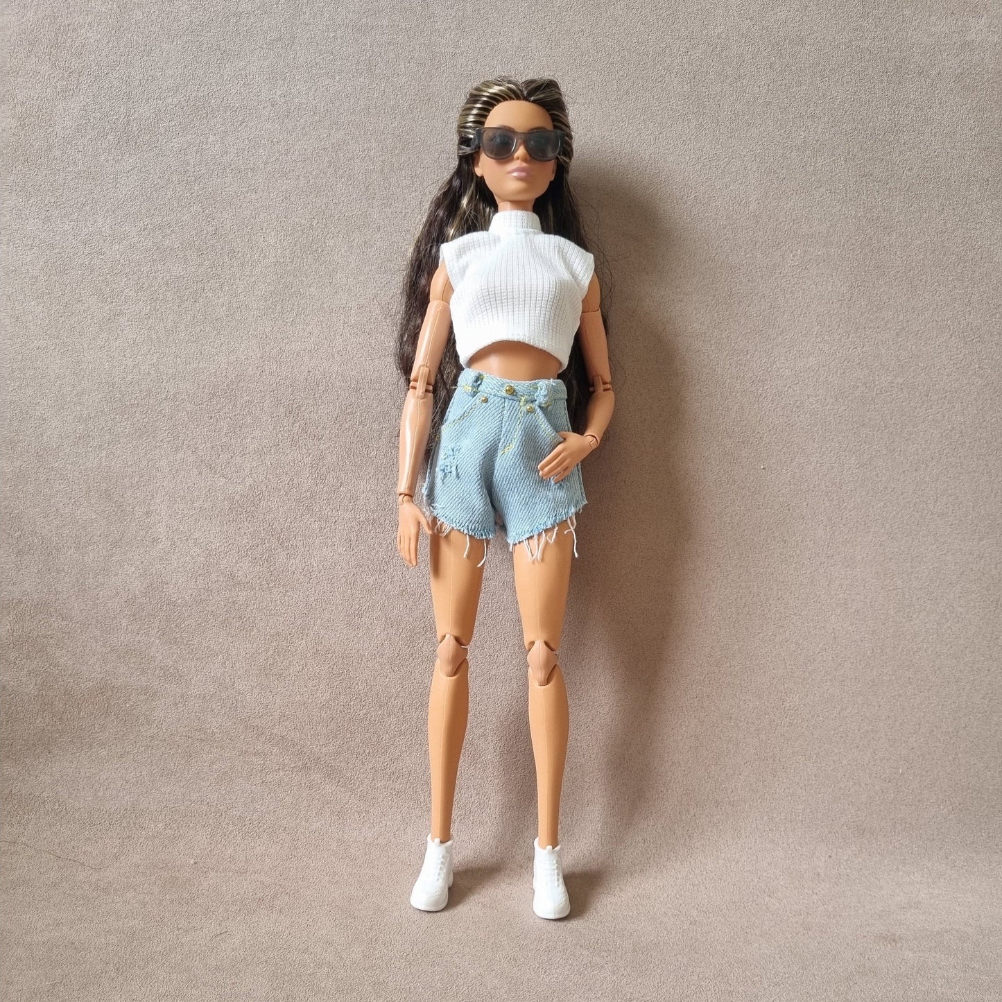 Outfit Croptop Jacket and short jeans for barbie , 11.5" doll , 1/6 doll.