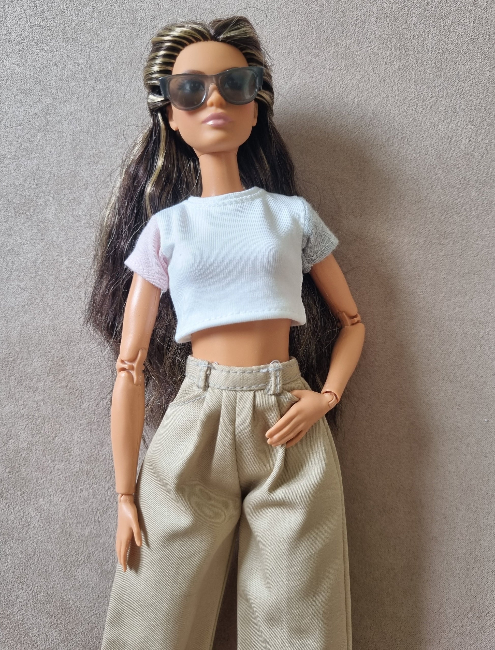 White top and Pants handmade for Barbie doll.