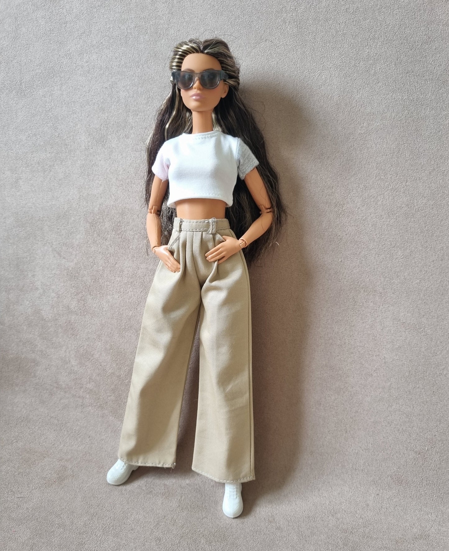 White top and Pants handmade for Barbie doll.
