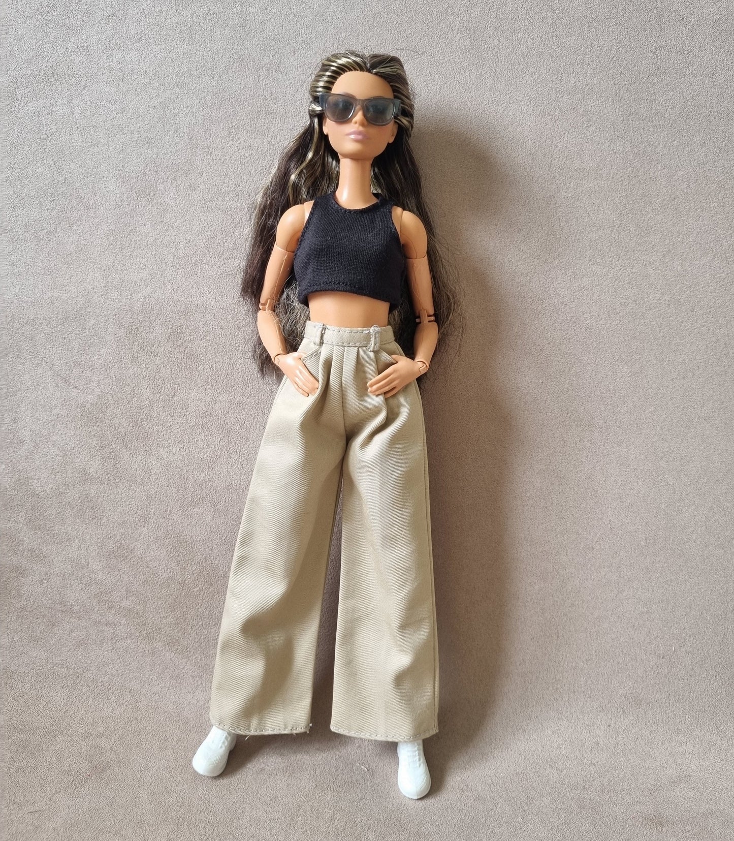 White top and Pants handmade for Barbie doll.