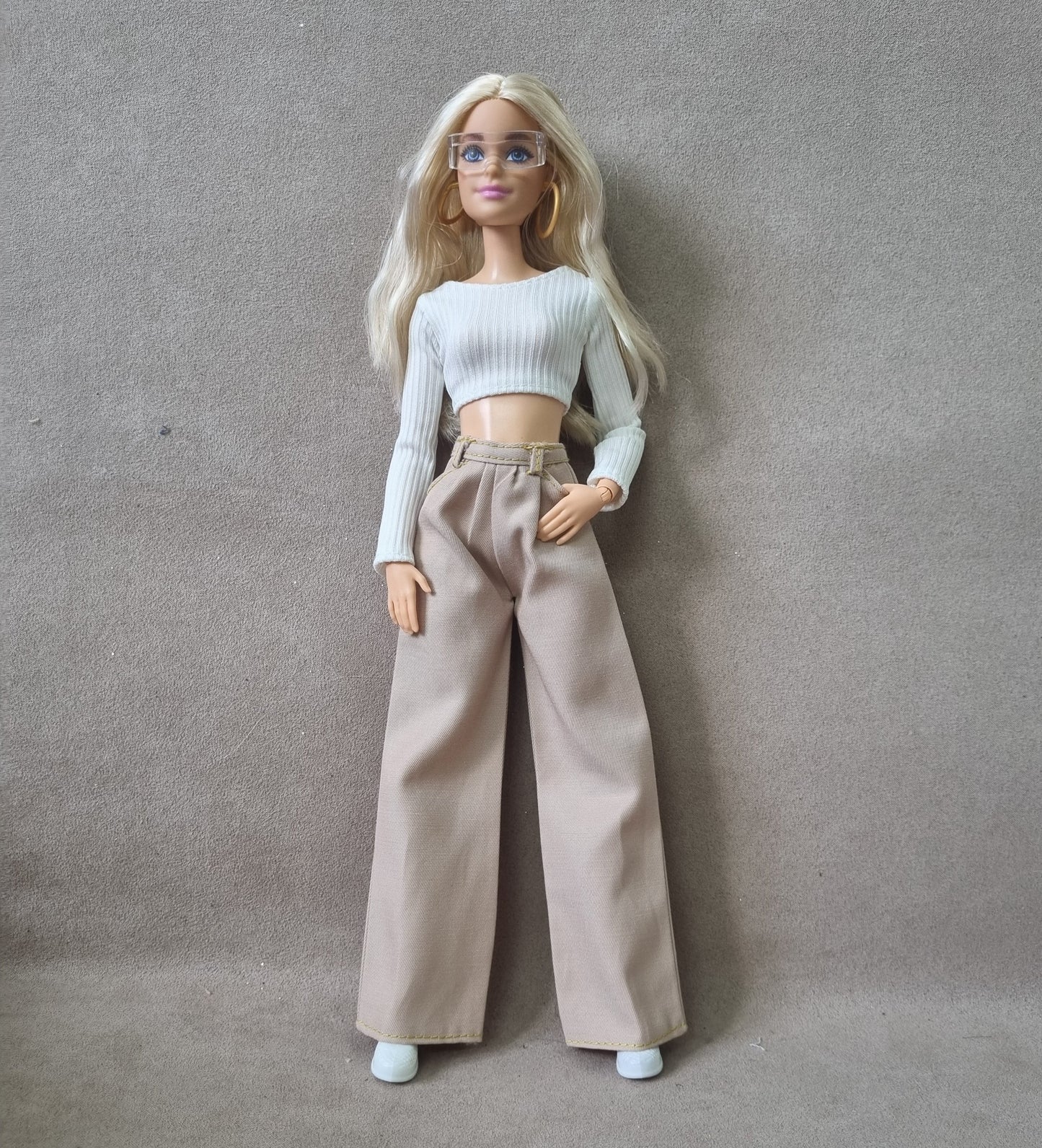 White top and Pants handmade for Barbie doll.