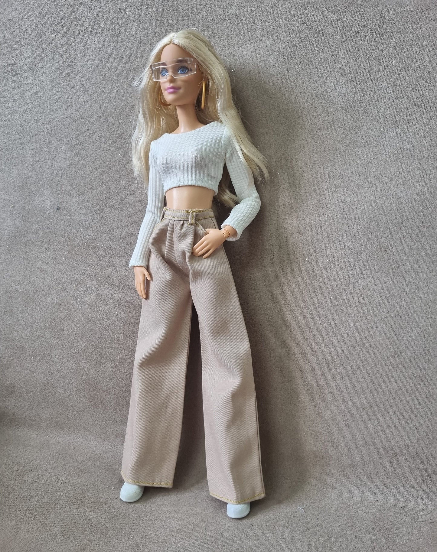 White top and Pants handmade for Barbie doll.