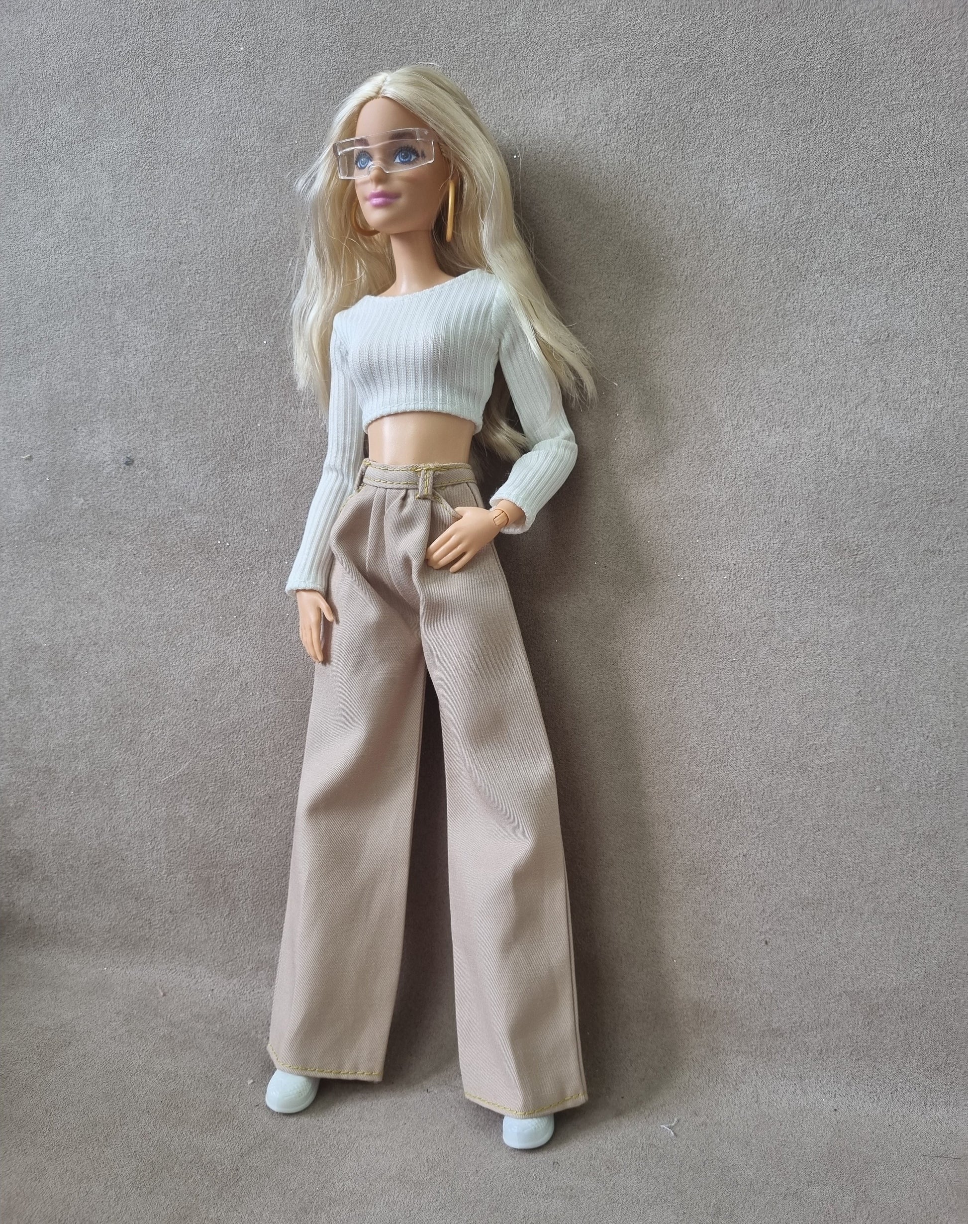 White top and Pants handmade for Barbie doll.