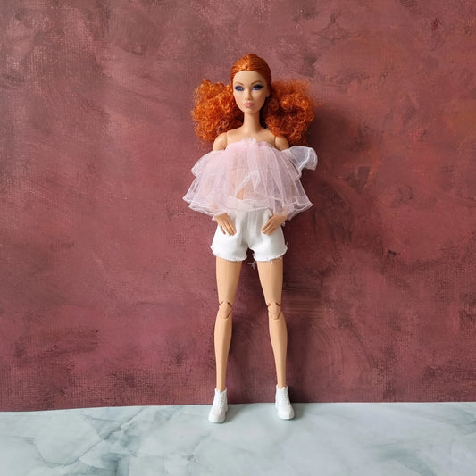 White short, skirt , pant for barbie, 11.5' doll , White Collection clothes