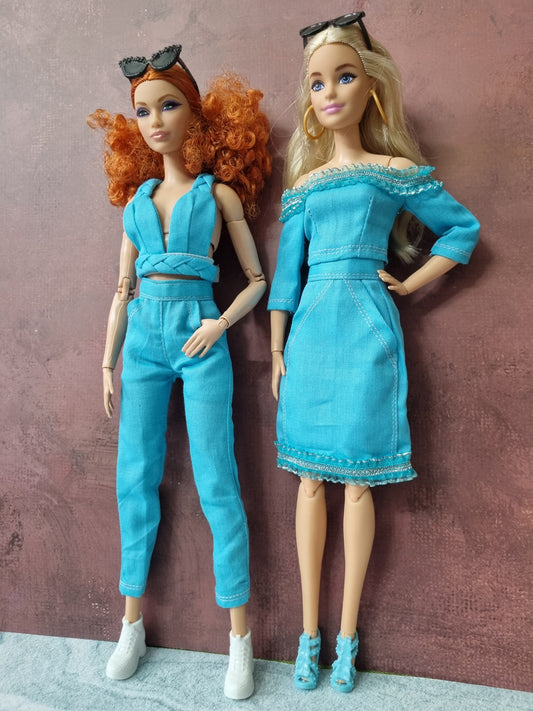 Blue suit for Barbie doll.