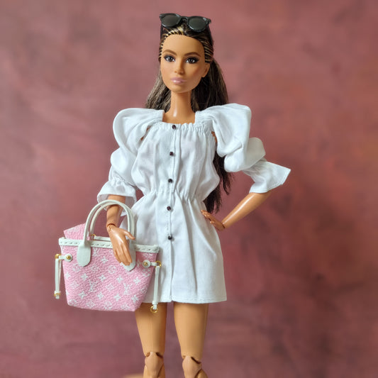 Pink Handbag and Wallet For Barbie, Blythe , 1/6 Bjd doll with logo