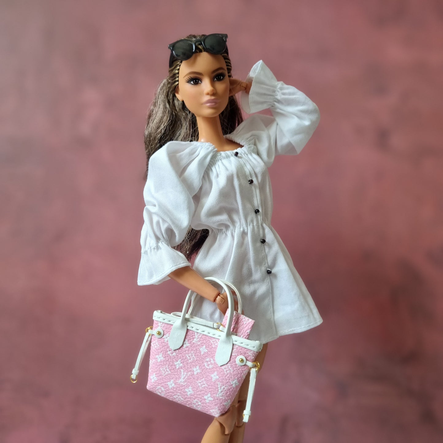 Pink Handbag and Wallet For Barbie, Blythe , 1/6 Bjd doll with logo