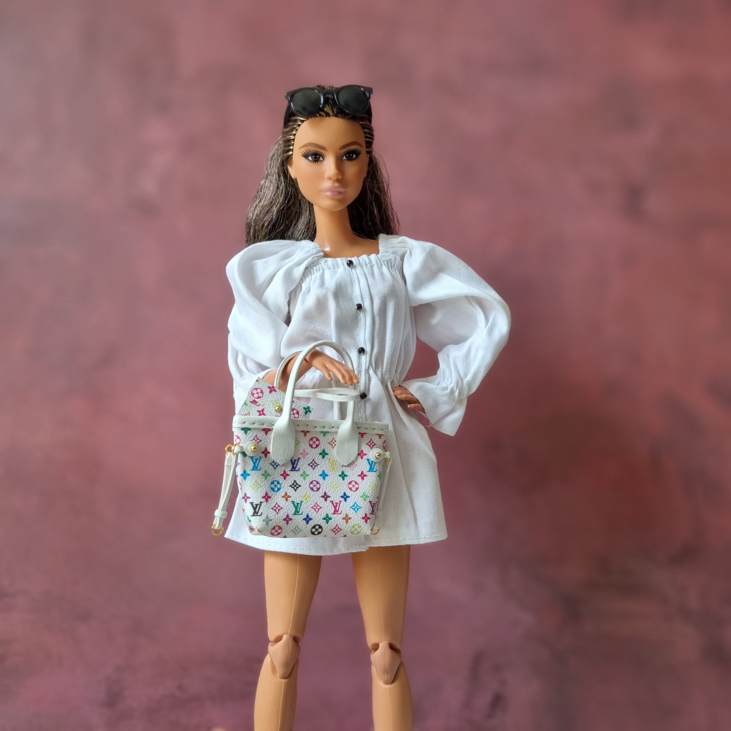 White Handbag and Wallet For Barbie, Blythe , 1/6 Bjd doll with logo
