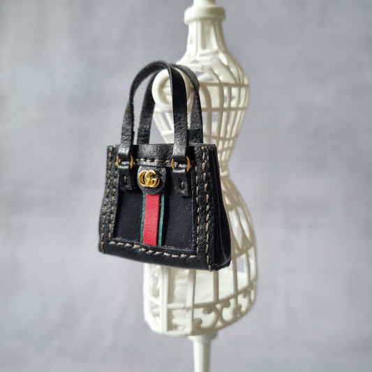 Black Handbag and dress for barbie, 1:6 doll