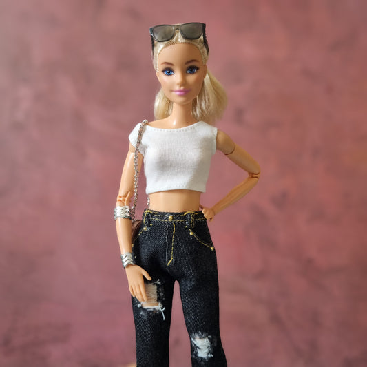 Crop top and jeans for Barbie