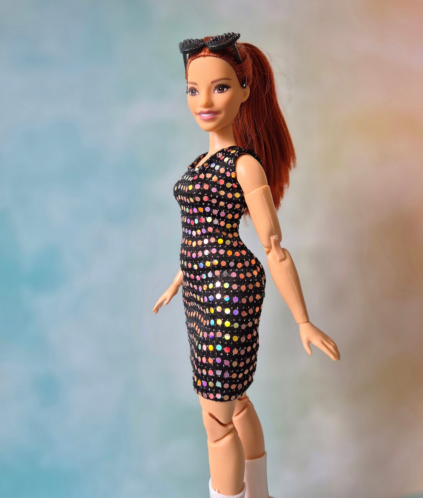 Outfit dress and red coat for barbie, curvy doll, 12inch doll