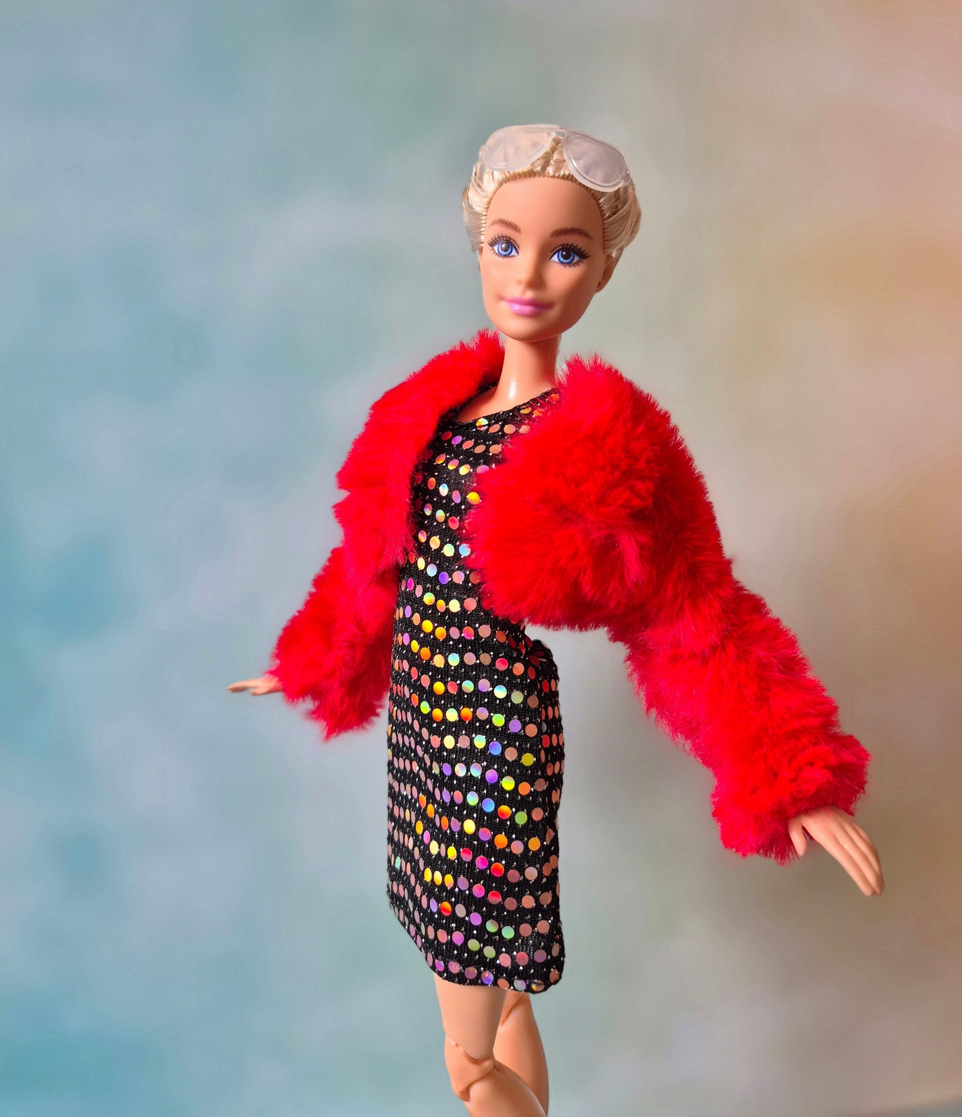 Barbie with dress and red jacket