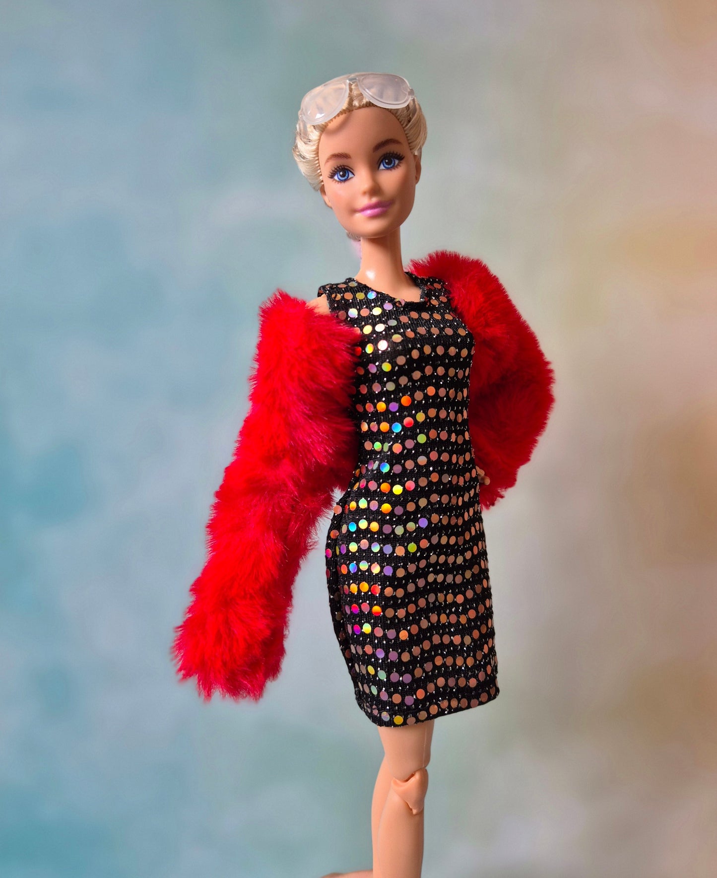 Barbie with dress and red jacket