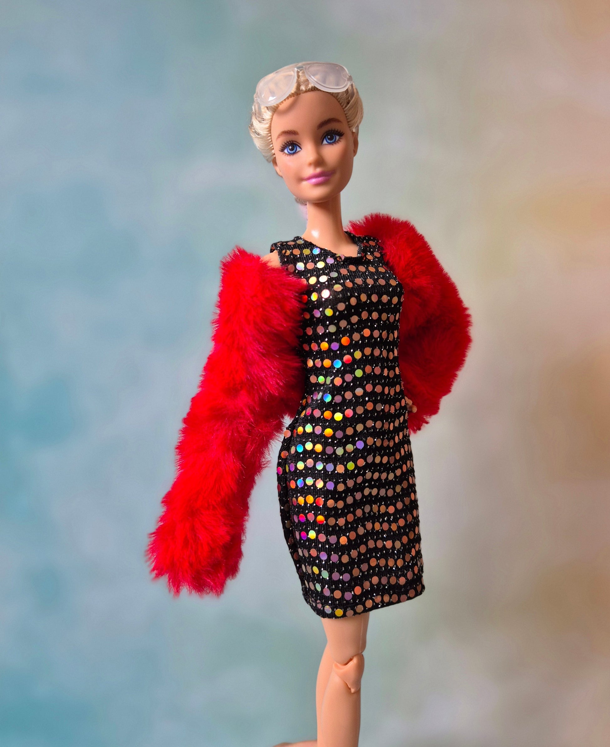 Barbie with dress and red jacket