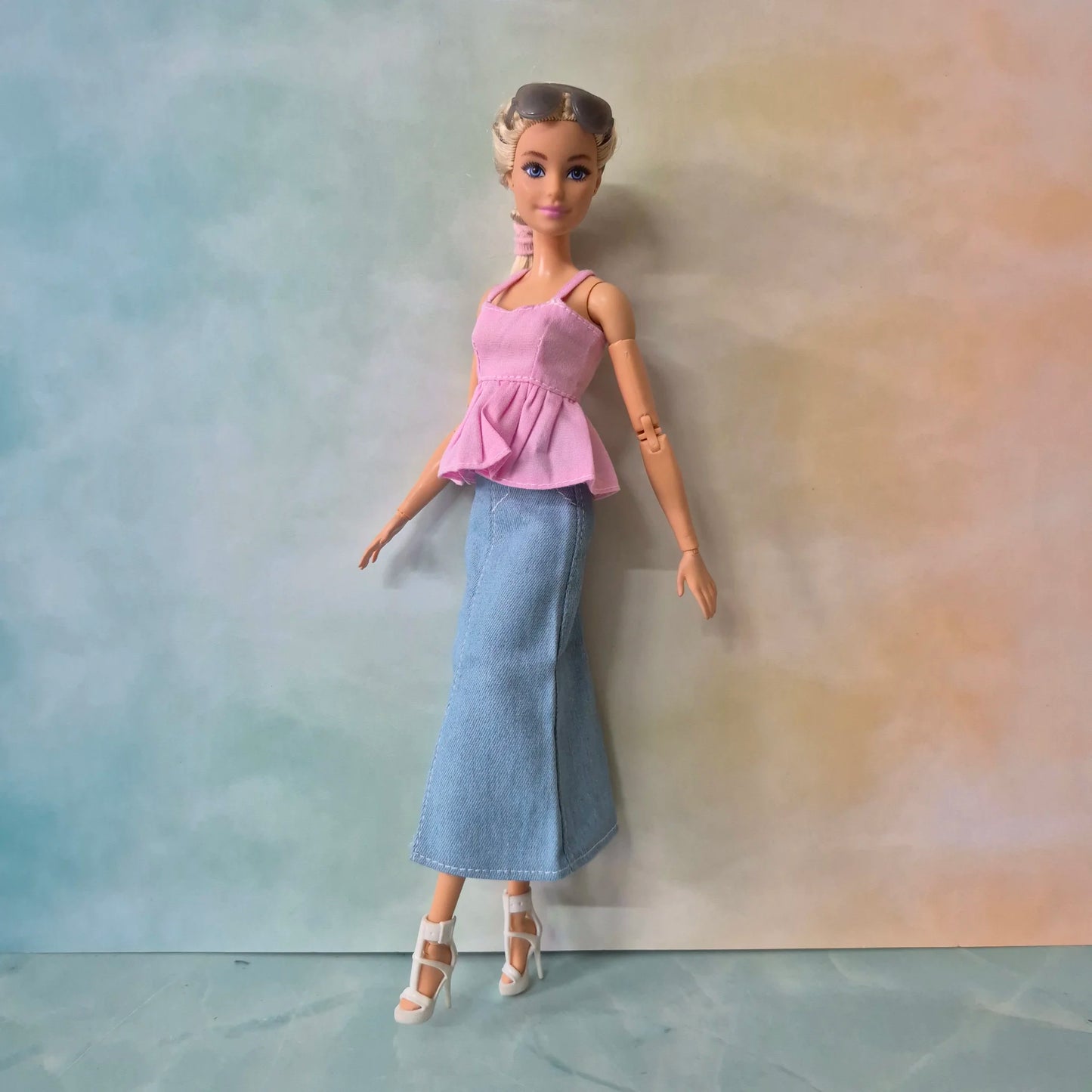 Top and jean skirt for Barbie