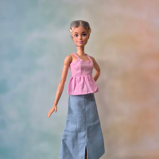 Top and jean skirt for Barbie