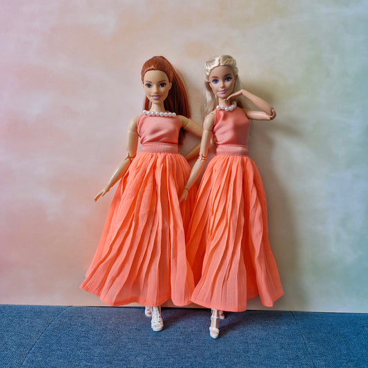Halter top and Skirt for barbie doll, Curvy doll