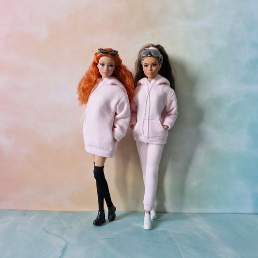 Hoodie dress and pink tracksuit for Barbie doll