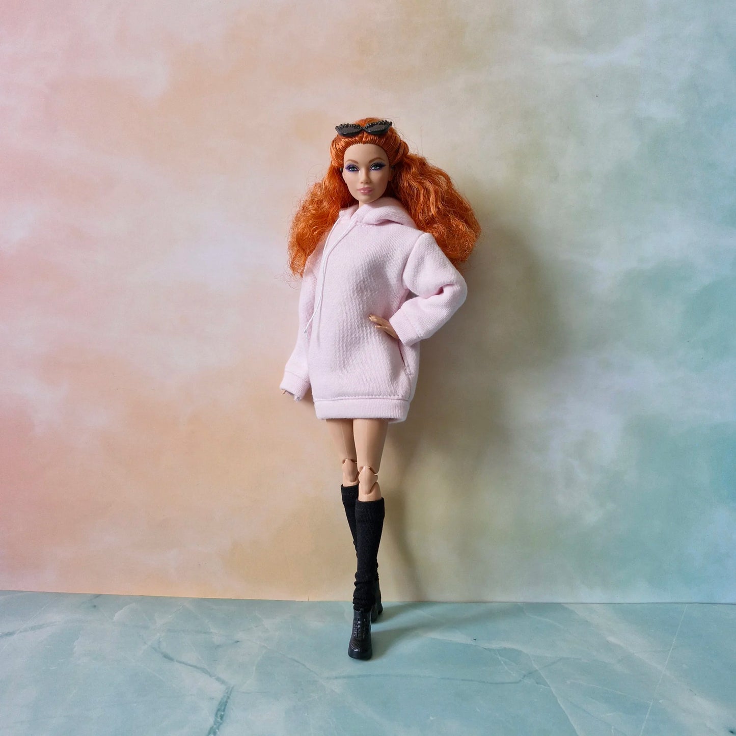 Hoodie dress and pink tracksuit for Barbie doll