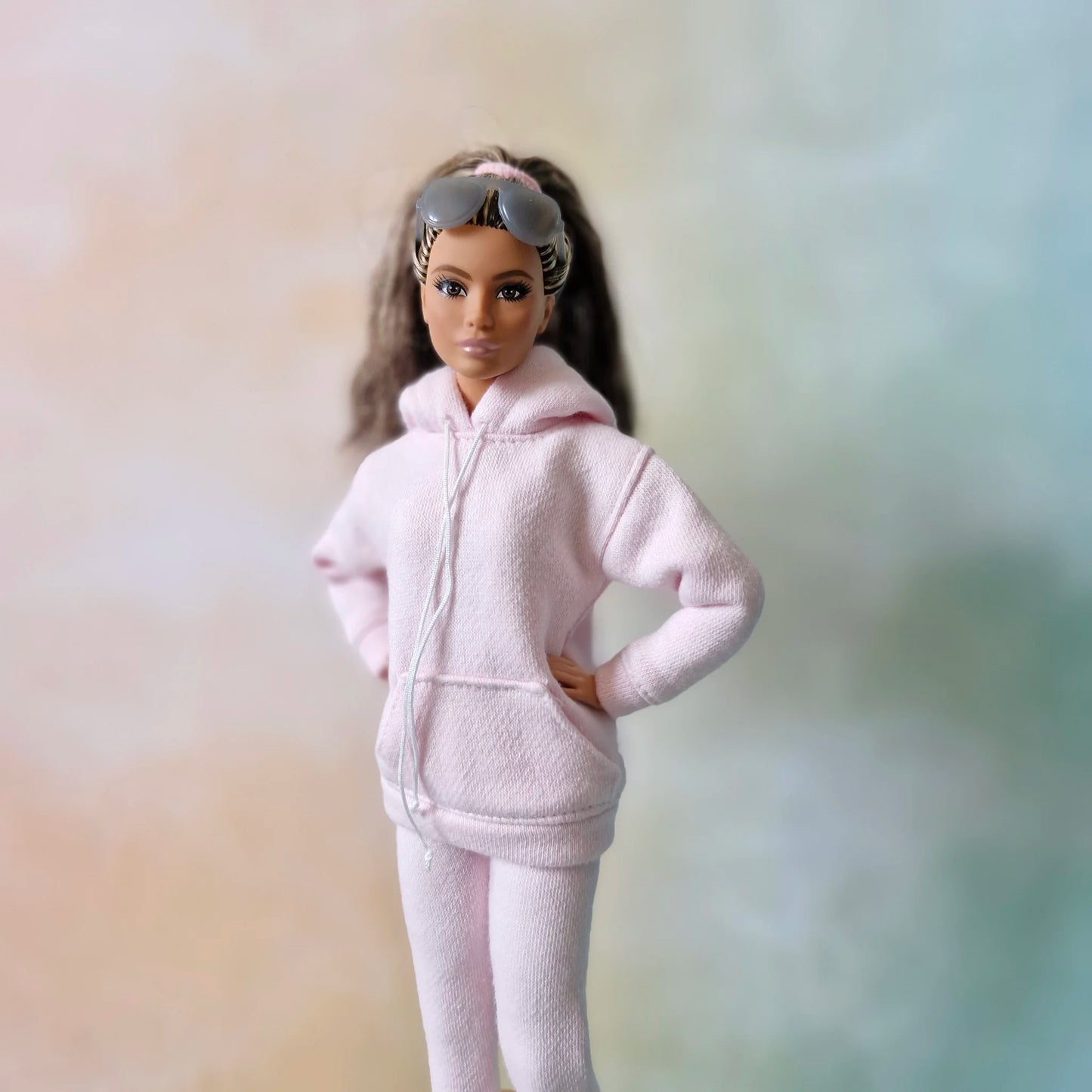 Hoodie dress and pink tracksuit for Barbie doll