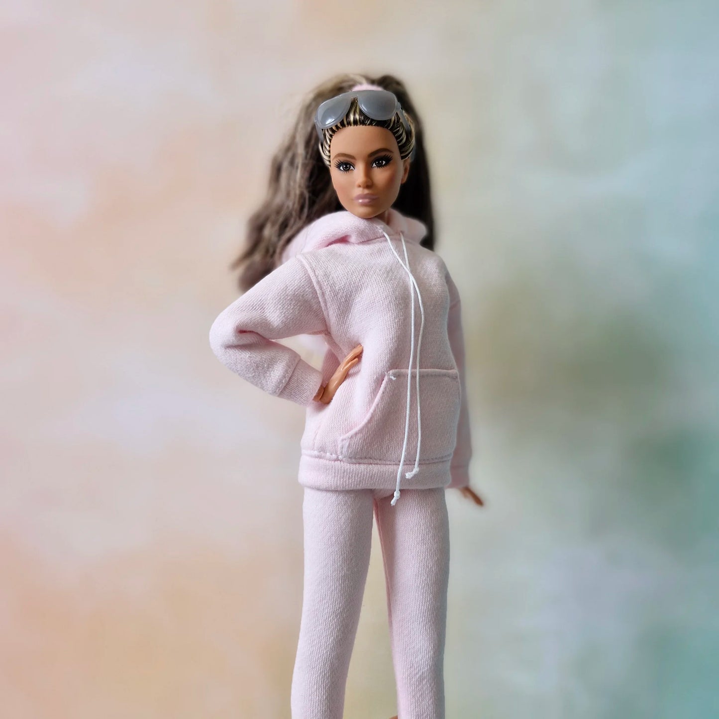 Hoodie dress and pink tracksuit for Barbie doll