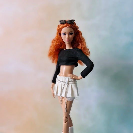 Outfit Croptop and pleated mini skirts for Barbie doll
