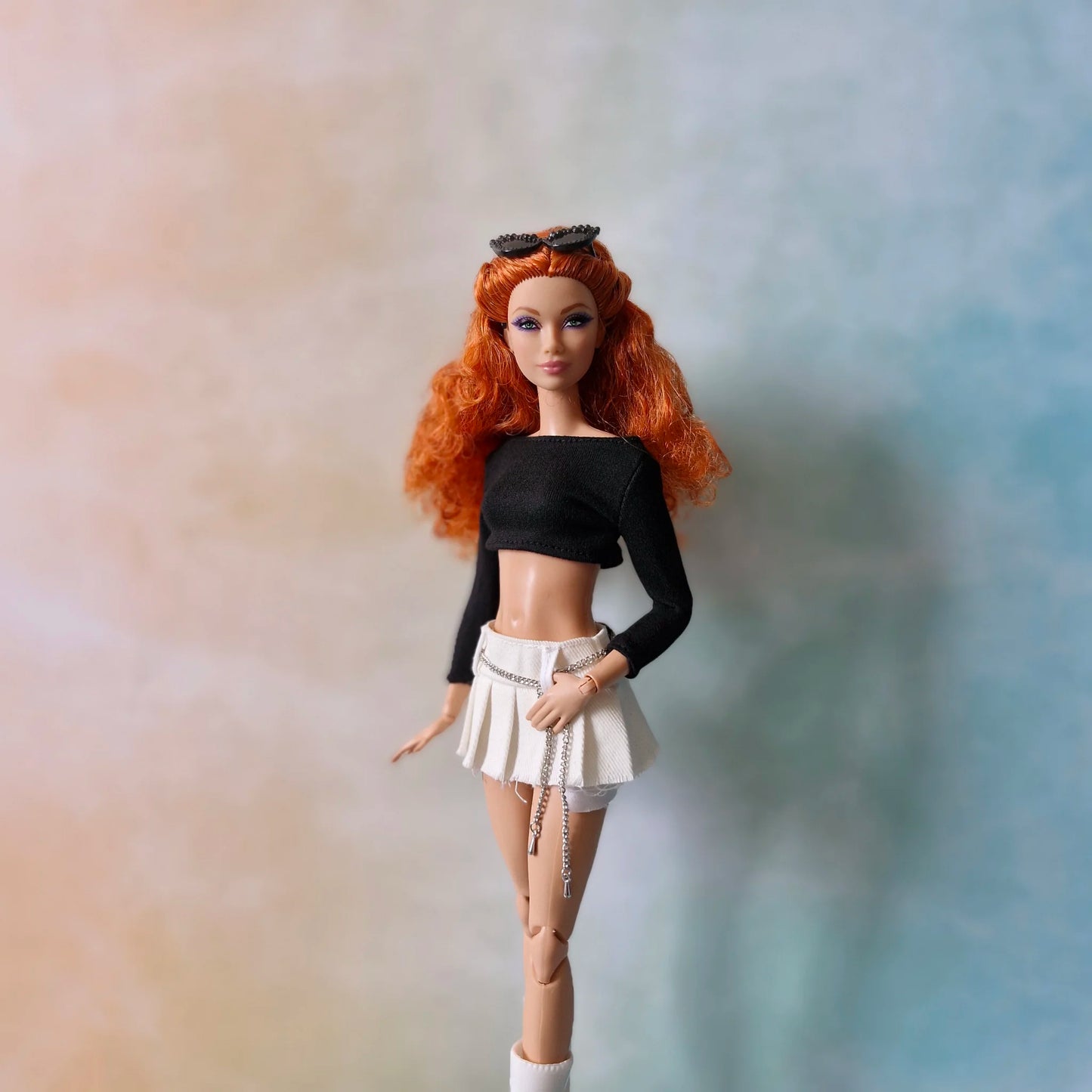 Outfit Croptop and pleated mini skirts for Barbie doll
