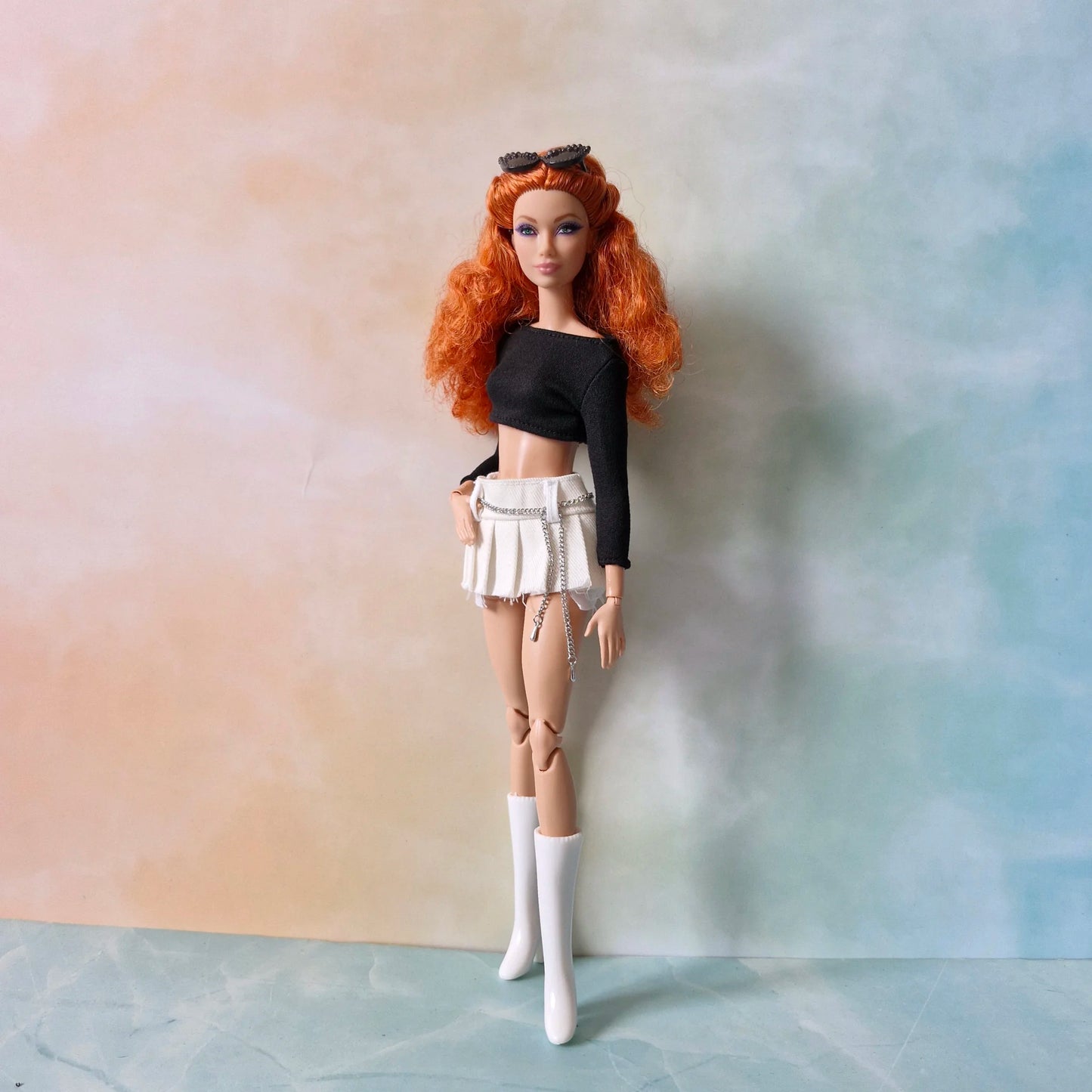 Outfit Croptop and pleated mini skirts for Barbie doll