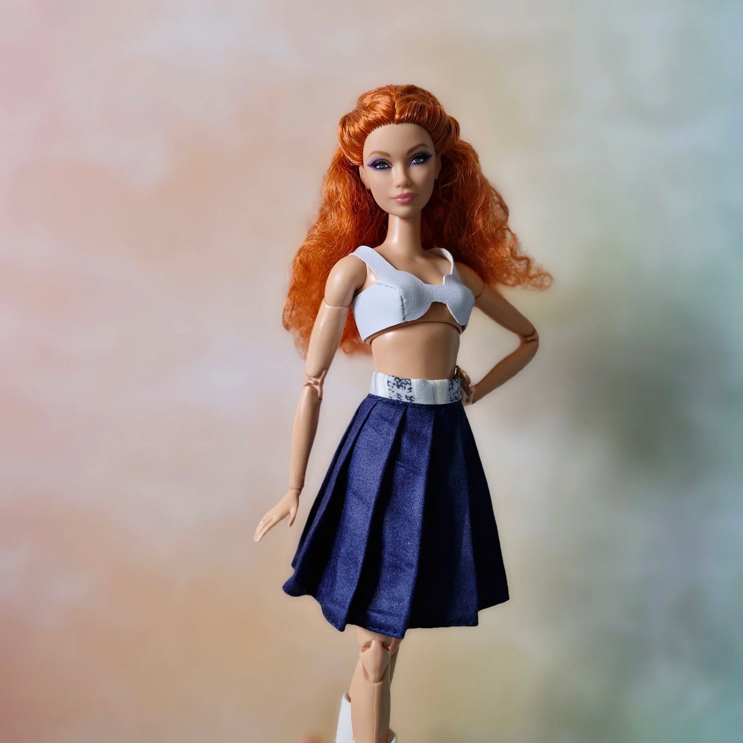 Speckled Gray Jacket & Navy Skirt Set for Barbie doll