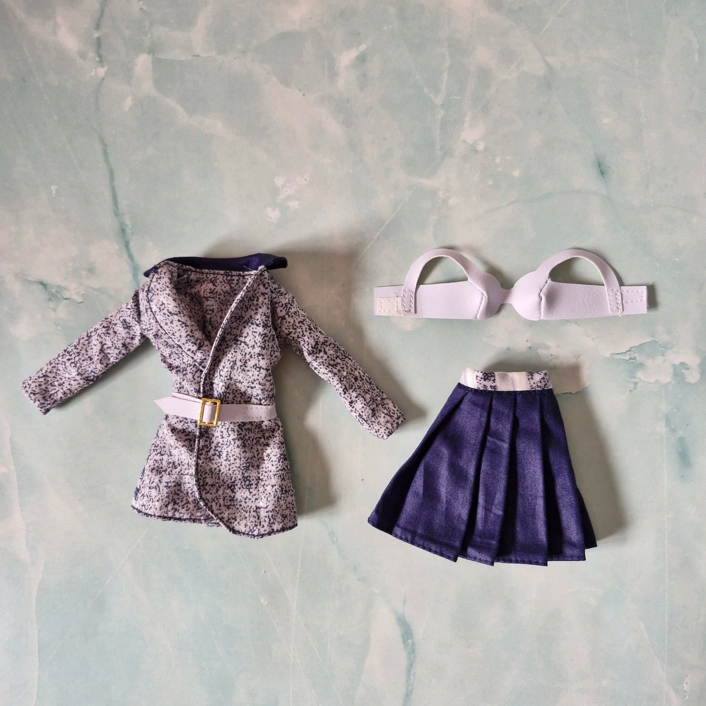 Speckled Gray Jacket & Navy Skirt Set for Barbie doll