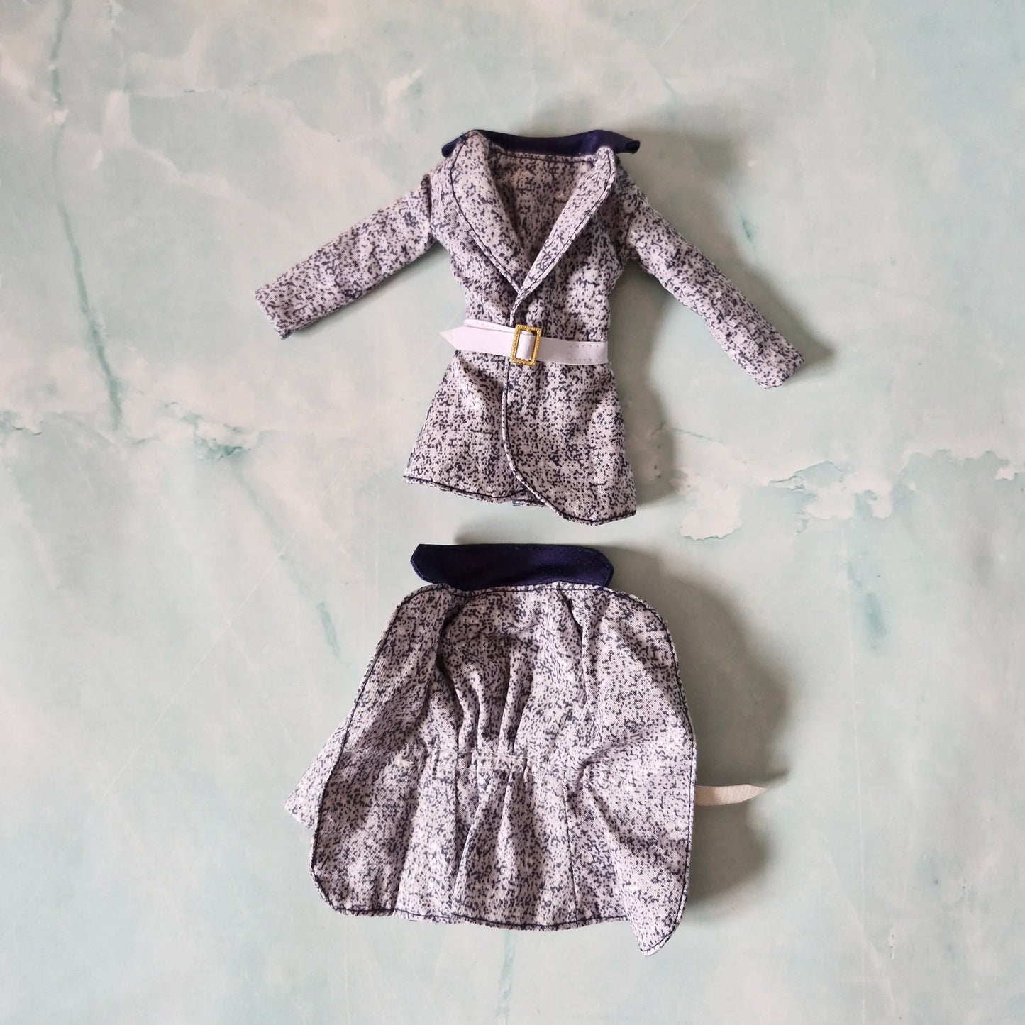 Speckled Gray Jacket & Navy Skirt Set for Barbie doll