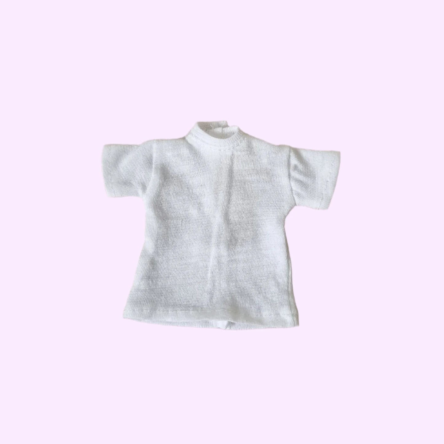 Barbie doll clothes: White stand-up collar knit fabric t-shirt