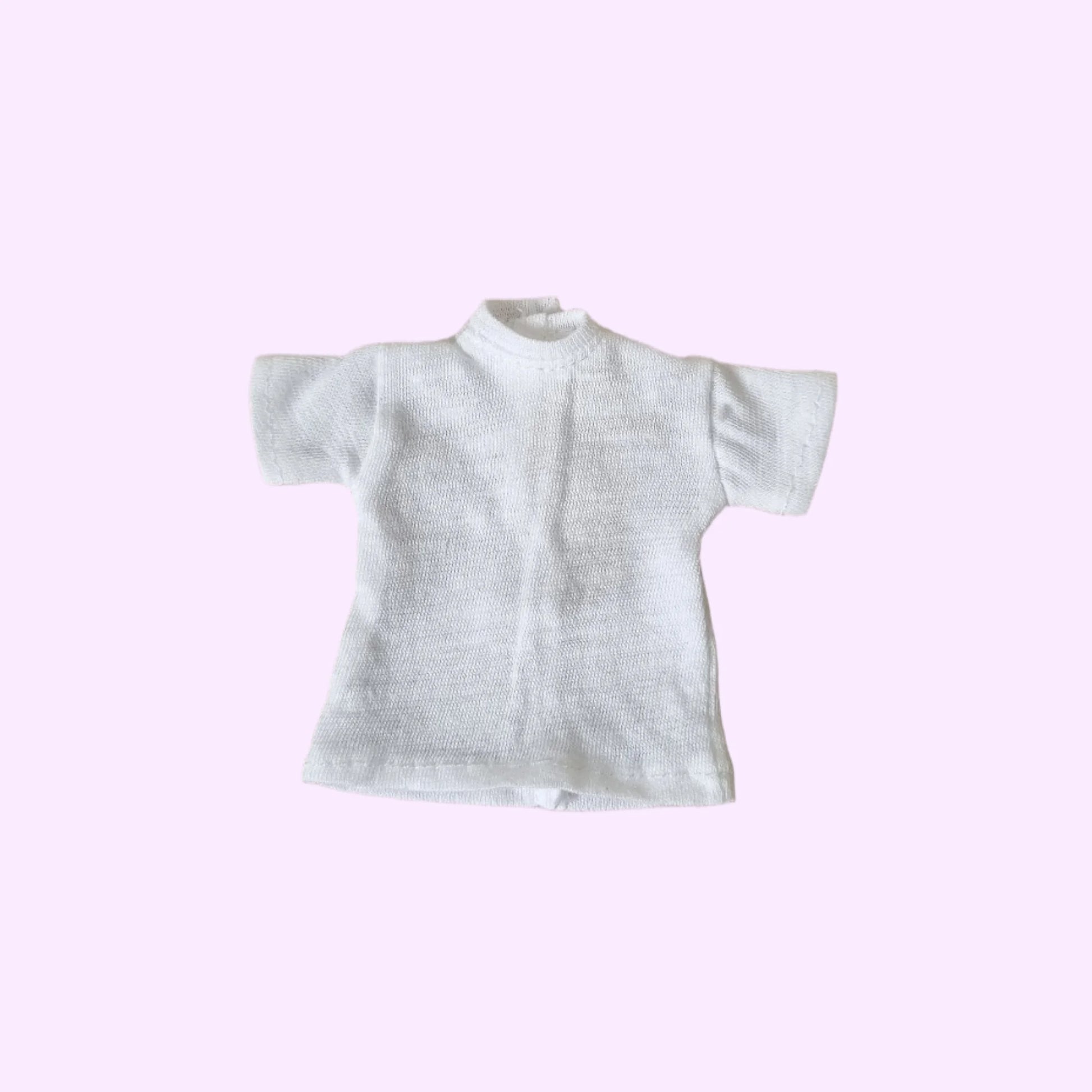 Barbie doll clothes: White stand-up collar knit fabric t-shirt