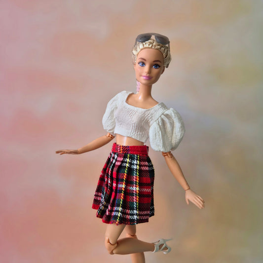 Barbie wear white top and skirt
