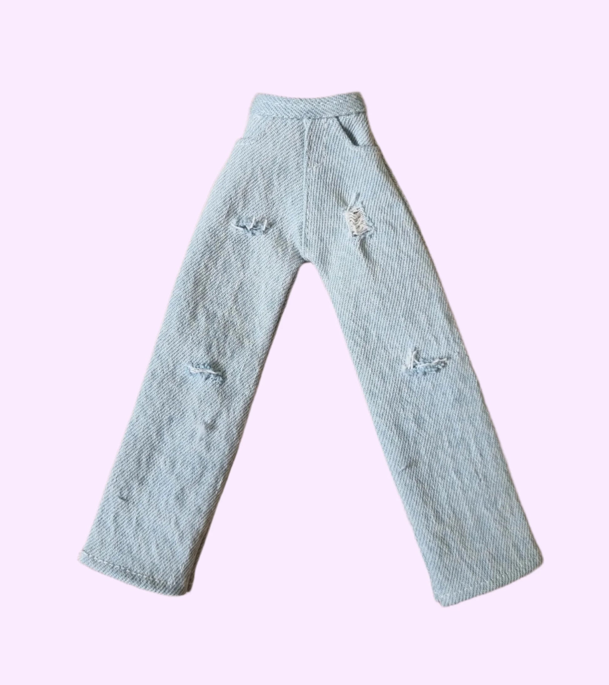 Fashionable light blue ripped jeans/denim pants for Barbie doll