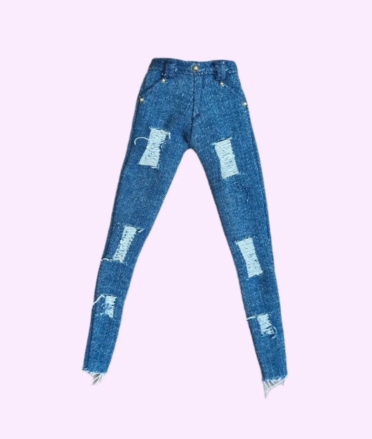 Skinny ripped blue jeans for Barbie doll