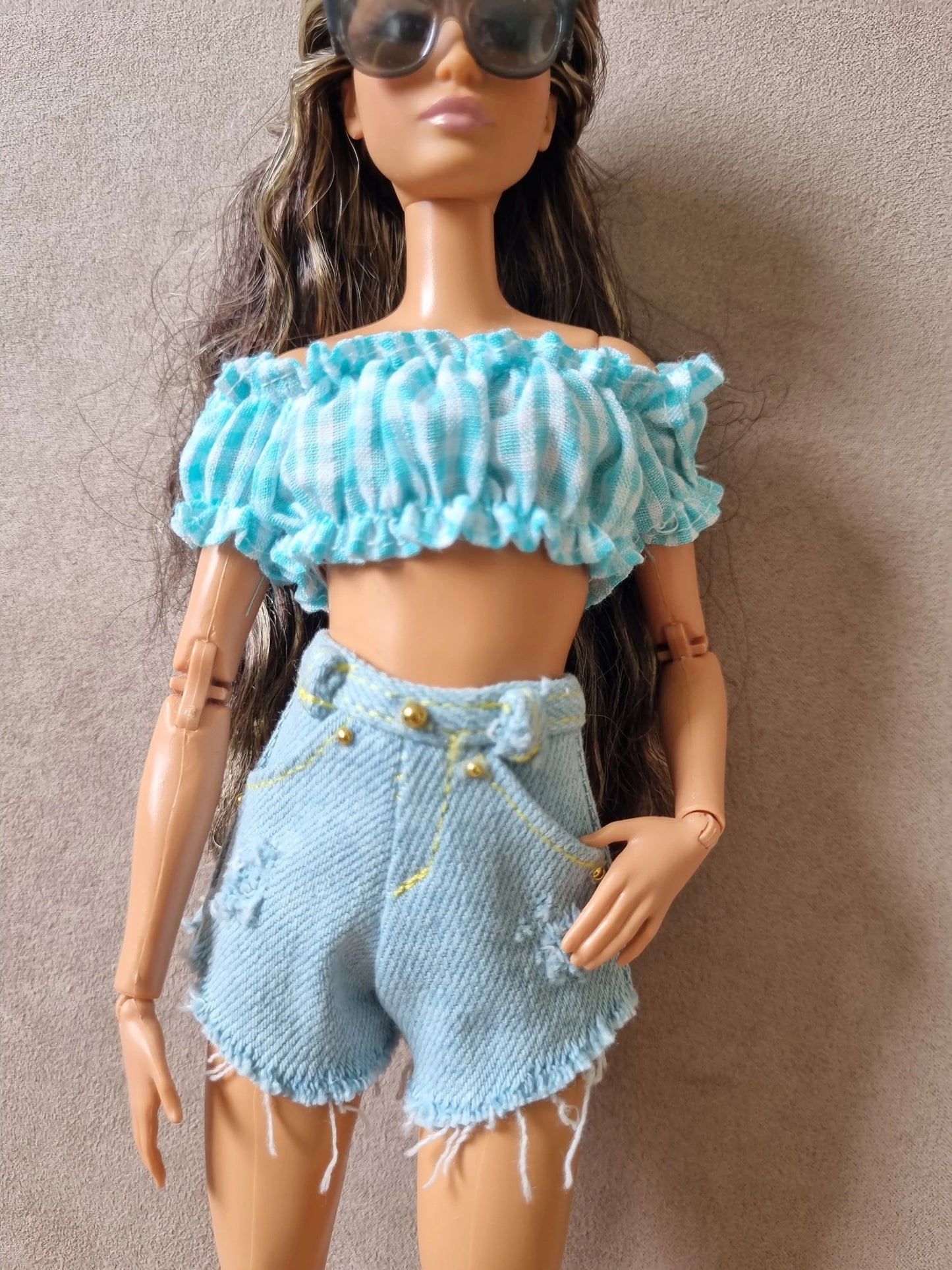Jean + short for barbie , 11.5" doll , 1/6 doll clothes.