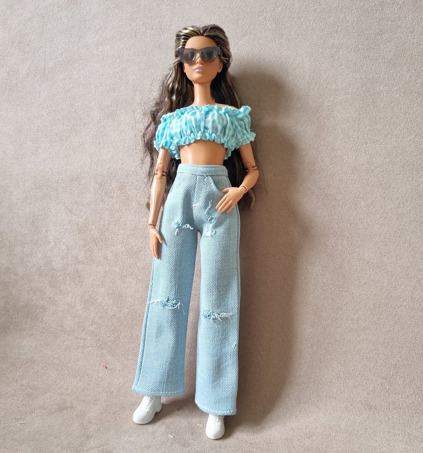 Jean + short for barbie , 11.5" doll , 1/6 doll clothes.