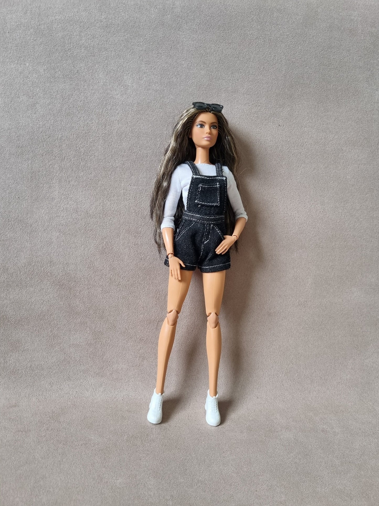 Overall short handmade for barbie , 11.5" doll clothes.