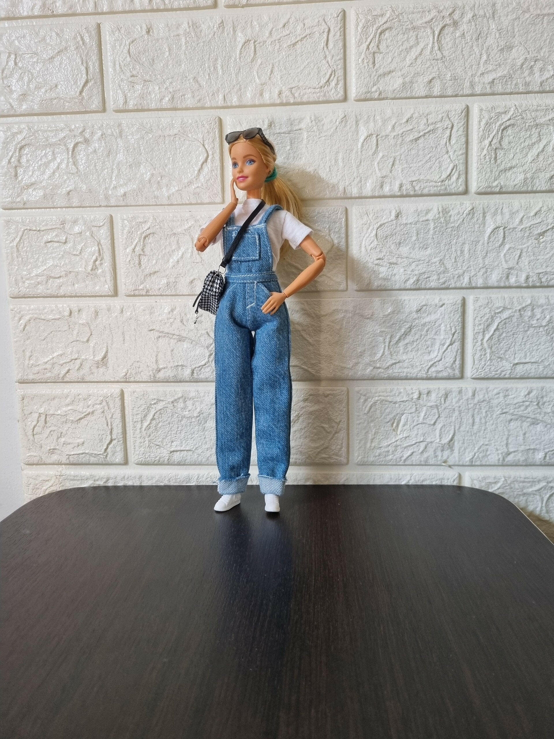 Doll denim overalls, jumpsuit for 11.5 inch dolls clothes.