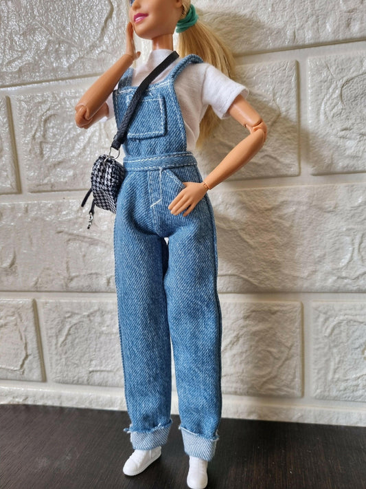 Doll denim overalls, jumpsuit for 11.5 inch dolls clothes.