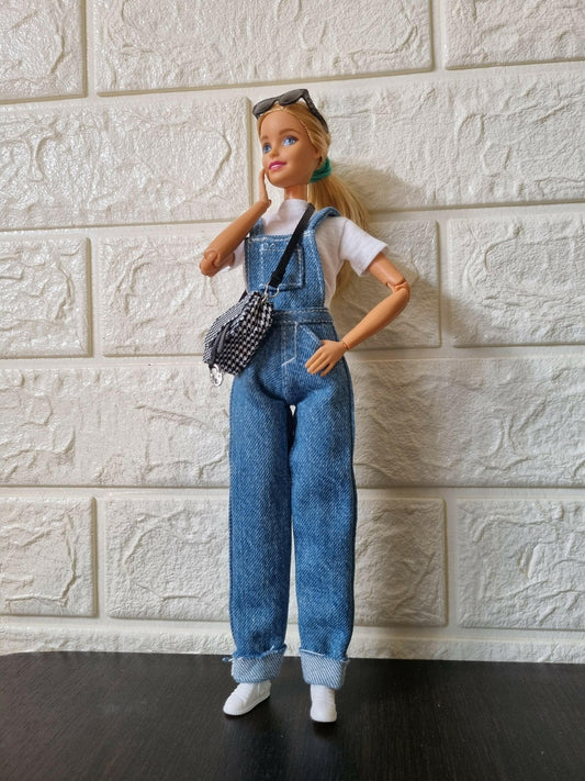 Doll denim overalls, jumpsuit for 11.5 inch dolls clothes.