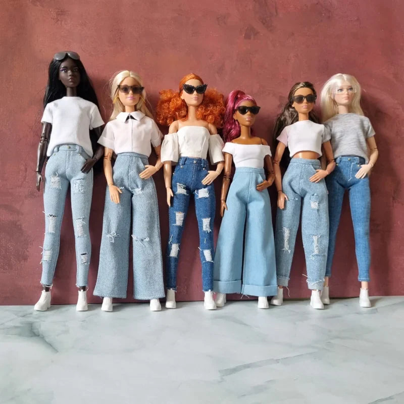 Barbie wearing jeans in many styles