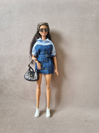 Handbag for barbie, 1:6 doll with logo