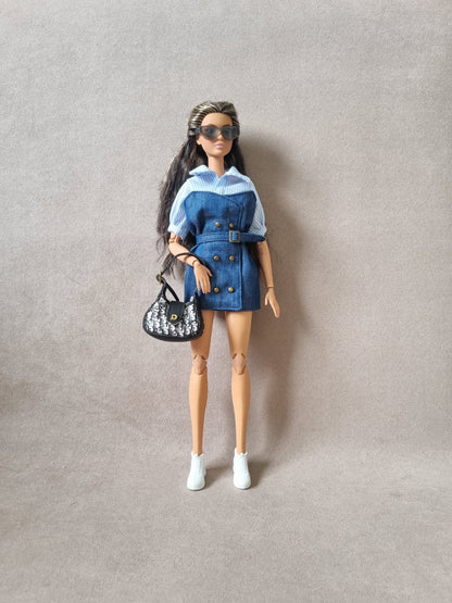 Handbag for barbie, 1:6 doll with logo