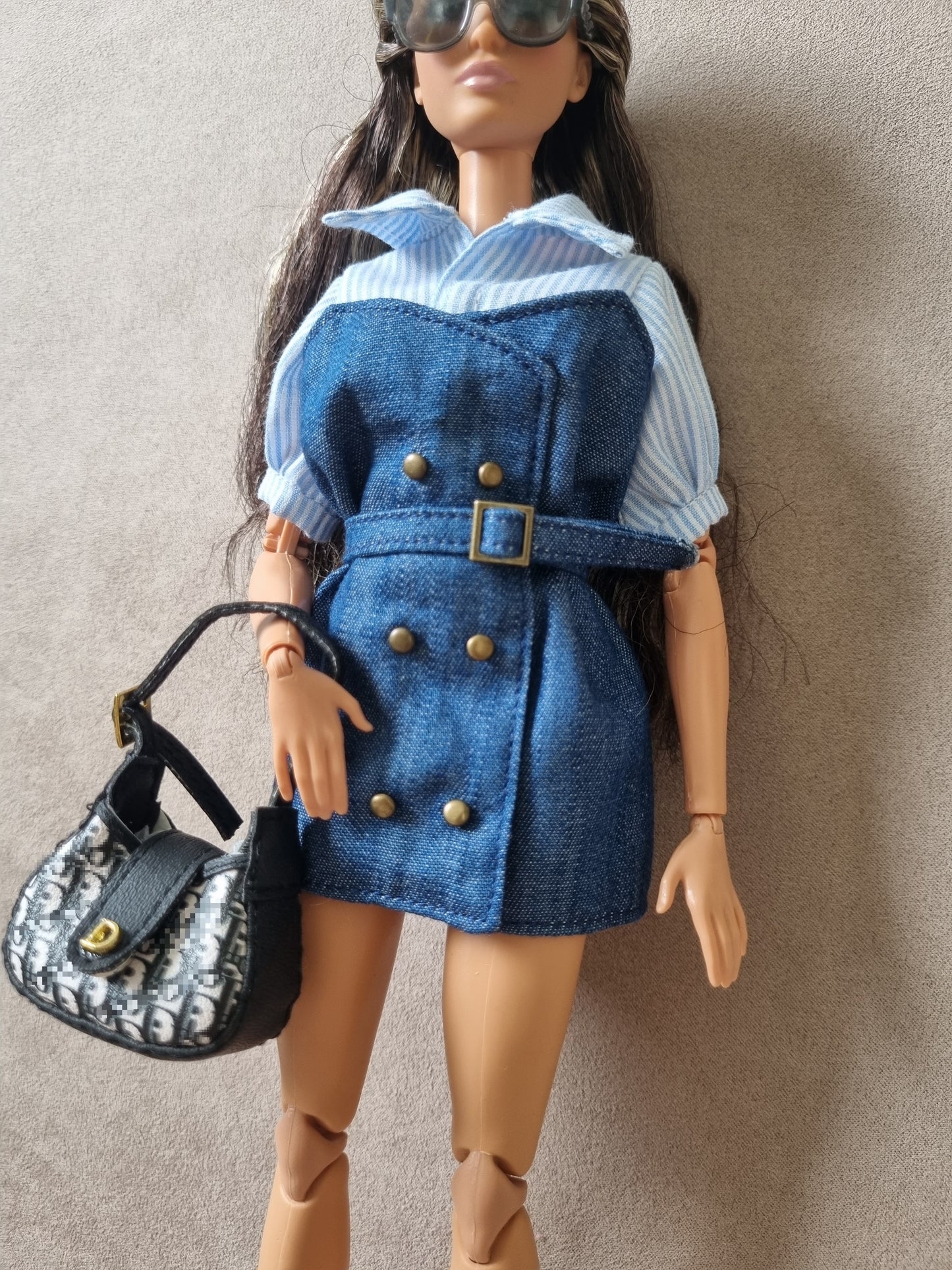 Handbag for barbie, 1:6 doll with logo