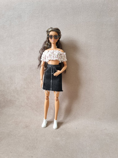 Off shoulder top and Skirt Jean for barbie