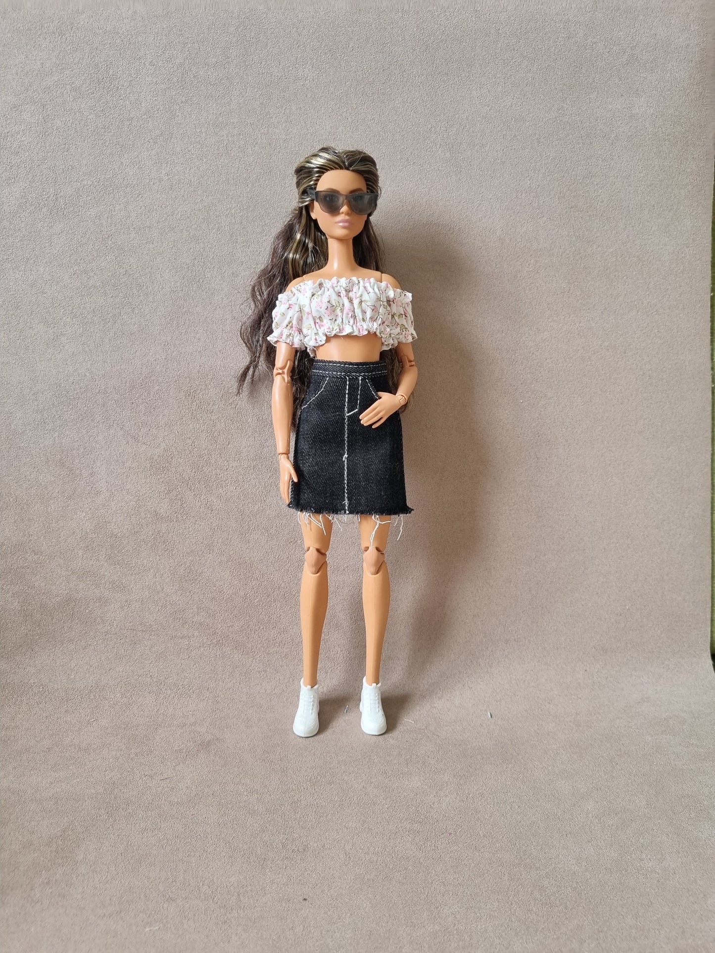 Off shoulder top and Skirt Jean for barbie