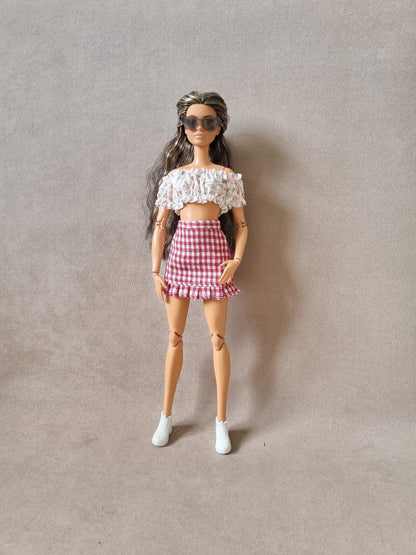 Off shoulder top and Skirt Jean for barbie